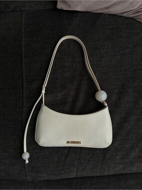Jacquemus Cream Mini Shoulder Bag with Bead Detail